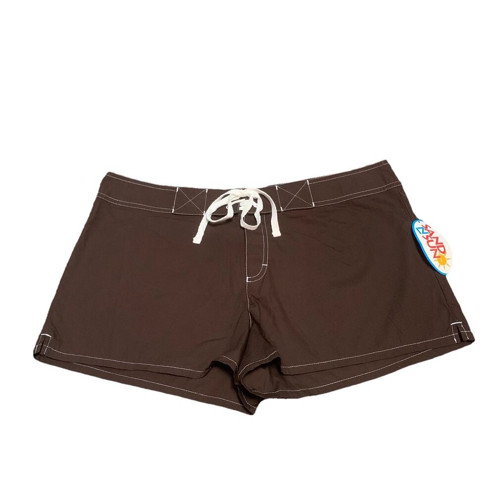 Y2K Brown Board Shorts Womens L 12/14 Surf Swim Shorts NWT